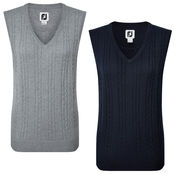 FootJoy Ladies Wool Blend Cable Knit V-Neck Pullover 